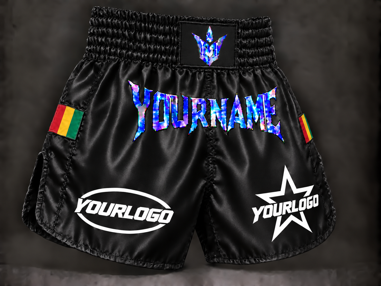VM Fightgear Custom Holographic Kickboksshort – Naam, Logo & Vlag - Afbeelding 2